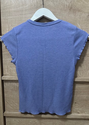 Koton Fitilli ve Likralı Mavi Bluz/Tişört - Görsel 4