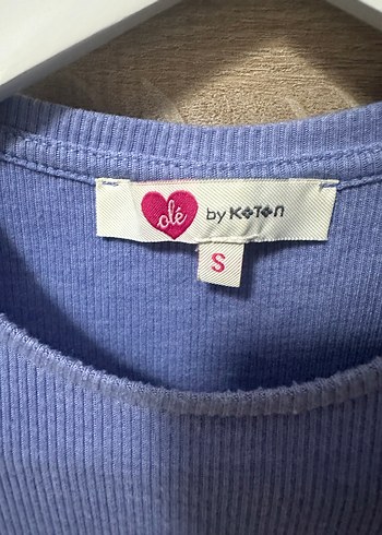 Koton Fitilli ve Likralı Mavi Bluz/Tişört - Görsel 8