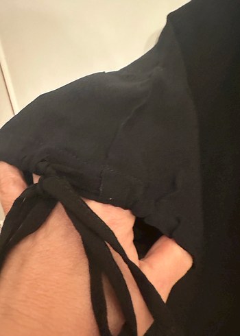 Collezione Kısa Kollu İp Detaylı Siyah Bluz/Gömlek - Görsel 10