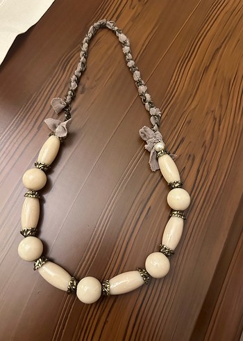 Bohem Tarz Kemik Görünümlü Boncuklu Kolye - Görsel 2