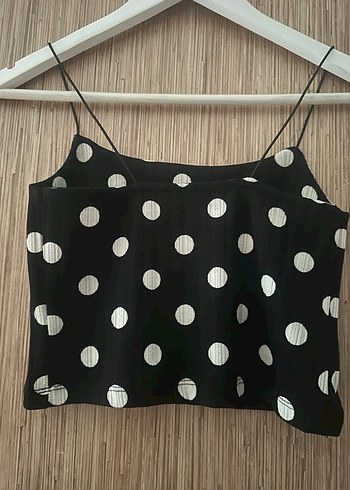 River İsland Marka Puantiyeli İnce Askılı Mini Bluz - Görsel 4