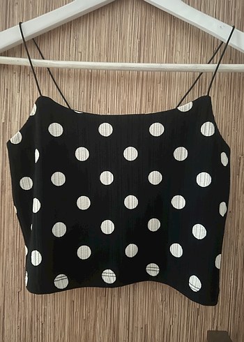 River İsland Marka Puantiyeli İnce Askılı Mini Bluz - Görsel 3