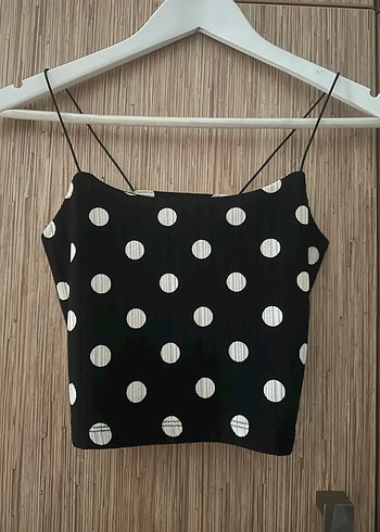 River İsland Marka Puantiyeli İnce Askılı Mini Bluz - Görsel 2