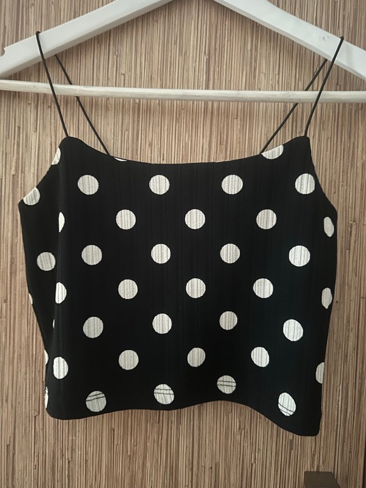 River İsland Marka  Puantiyeli İnce Askılı Mini Bluz - Görsel 3