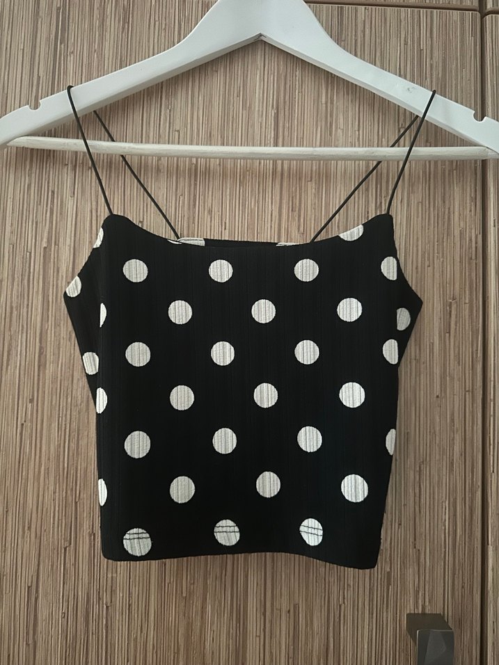 River İsland Marka  Puantiyeli İnce Askılı Mini Bluz - Görsel 2