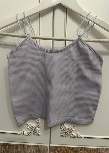 Lila Rengi İnce Askılı Fitilli Bluz - Görsel 3