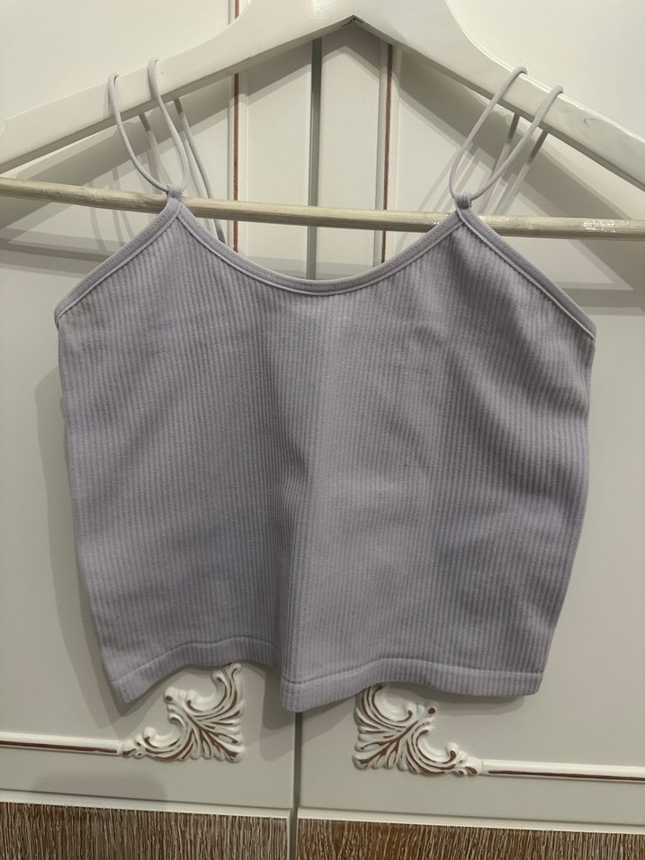 Lila Rengi İnce Askılı Fitilli Bluz - Görsel 3