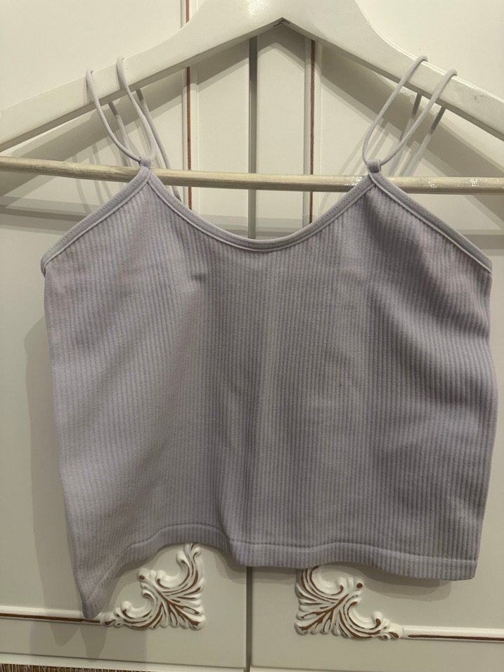 Lila Rengi İnce Askılı Fitilli Bluz - Görsel 4