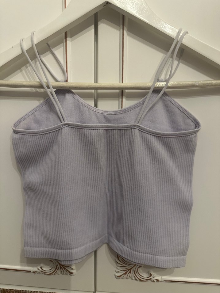 Lila Rengi İnce Askılı Fitilli Bluz - Görsel 5