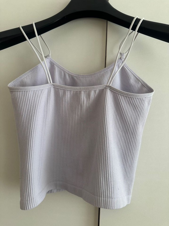 Lila Rengi İnce Askılı Fitilli Bluz - Görsel 2