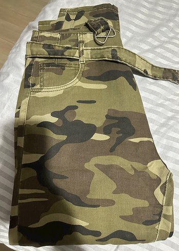 Topshop Moto Kamuflaj Desen Kemerli Jean Pantolon W30/32 - Görsel 9