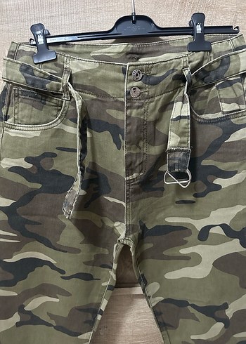 Topshop Moto Kamuflaj Desen Kemerli Jean Pantolon W30/32 - Görsel 3