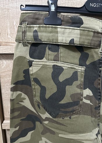 Topshop Moto Kamuflaj Desen Kemerli Jean Pantolon W30/32 - Görsel 6