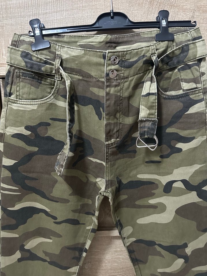 Topshop Moto Kamuflaj Desen Kemerli Jean Pantolon W30/32 - Görsel 3