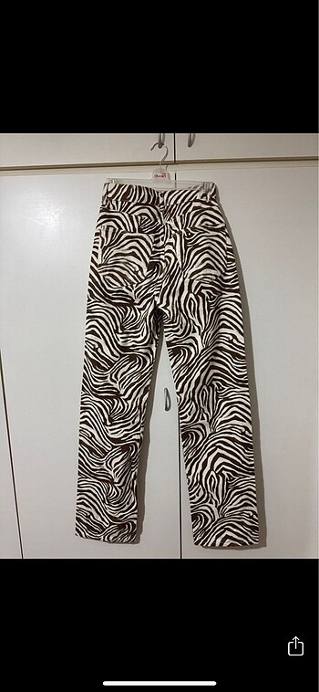 xs Beden beyaz Renk Zebra Desen Kutu Butik Pantolon