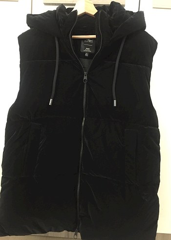 Kadın Siyah Kapüşonlu Şişme Yelek - Görsel 2