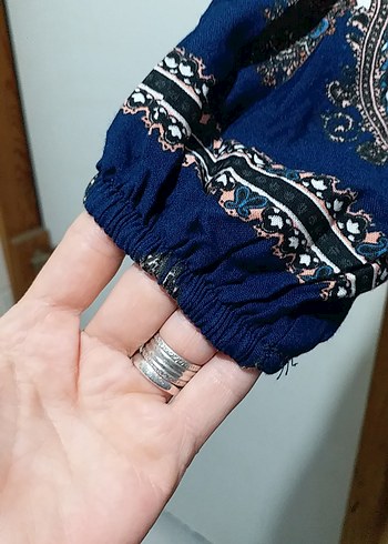 46 Beden lacivert Renk Bohem Uzun Kollu Lacivert Kadın Elbise