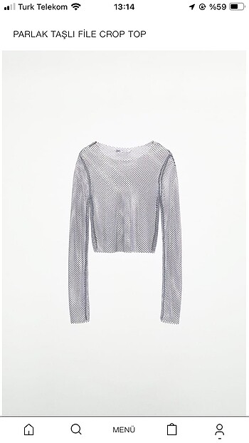 Zara parlak taşlı crop