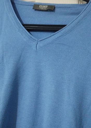 Mavi V-Yaka Erkek Triko, Rahat Kesim - Görsel 5