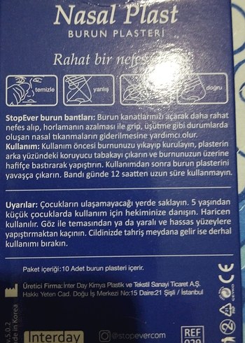 Beden Renk StopEver Mavi Burun Plasteri