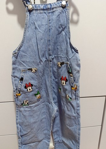 Zara zara Nakışlı Mavi Kız Kot Tulum