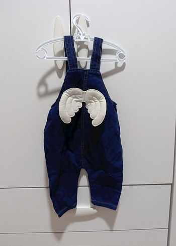6-9 Ay Beden mavi Renk Kız Çocuk Lacivert Denim Askılı Tulum