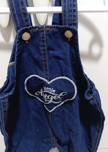 6-9 Ay Beden Kız Çocuk Lacivert Denim Askılı Tulum