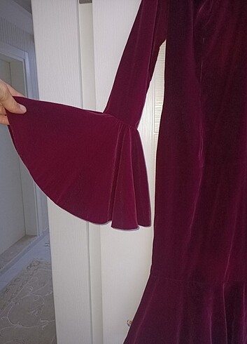 m Beden bordo Renk Elbise