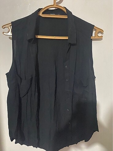 Bershka kolsuz siyah gömlek