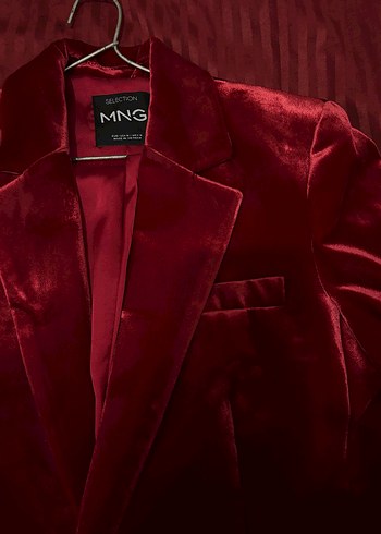 Mango Bordo Kadife Blazer Ceket