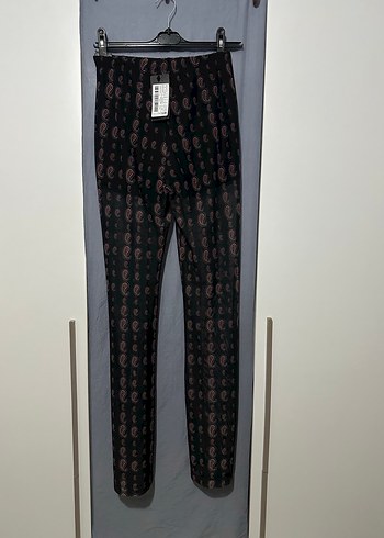 Kadın Siyah baskılı tül flare örme Pantolon - Görsel 2