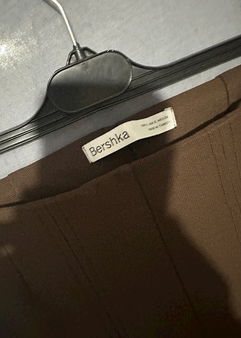 Bershka Kahverengi ottoman kumaş paçası detaylı pantolon tayt - Görsel 3