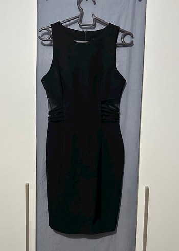 Siyah bel tül detaylı şık abiye mini Elbise - Görsel 2