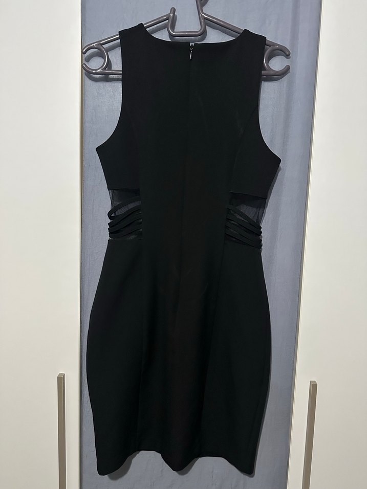 Siyah bel tül detaylı şık abiye mini Elbise - Görsel 5