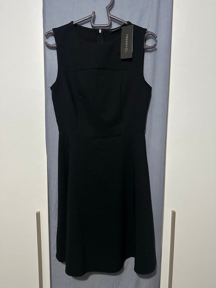 Siyah Kolsuz basic Mini Elbise - Görsel 2