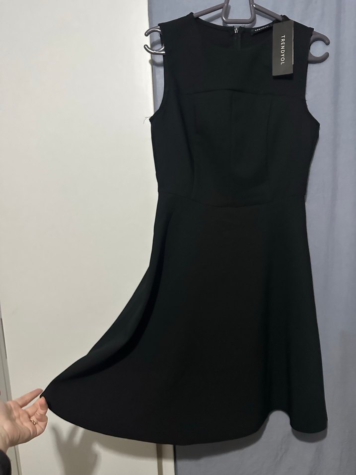 Siyah Kolsuz basic Mini Elbise - Görsel 4