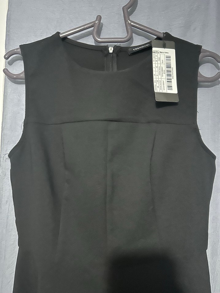 Siyah Kolsuz basic Mini Elbise - Görsel 5