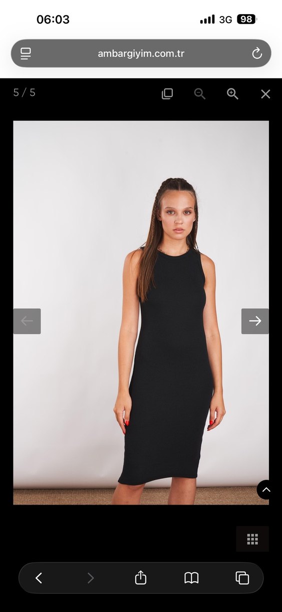 Siyah Yüksek Yakalı fitilli Kolsuz Kalem midi Elbise - Görsel 5