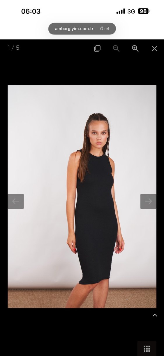 Siyah Yüksek Yakalı fitilli Kolsuz Kalem midi Elbise - Görsel 2