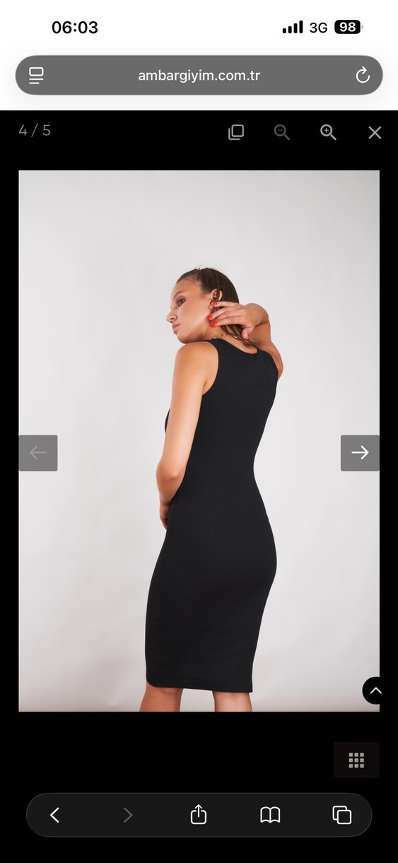 Siyah Yüksek Yakalı fitilli Kolsuz Kalem midi Elbise - Görsel 4