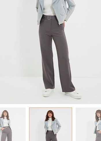 Koyu Haki Kemerli dokuma Kumaş Pantolon - Görsel 6