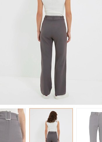 Koyu Haki Kemerli dokuma Kumaş Pantolon - Görsel 9