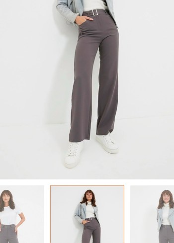 Koyu Haki Kemerli dokuma Kumaş Pantolon - Görsel 5