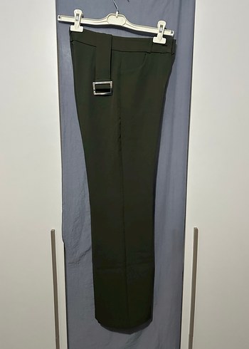 Koyu Haki Kemerli dokuma Kumaş Pantolon - Görsel 2