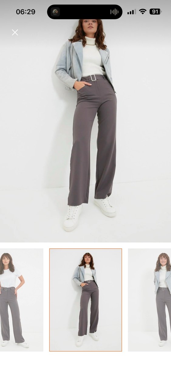 Koyu Haki Kemerli dokuma Kumaş Pantolon - Görsel 5