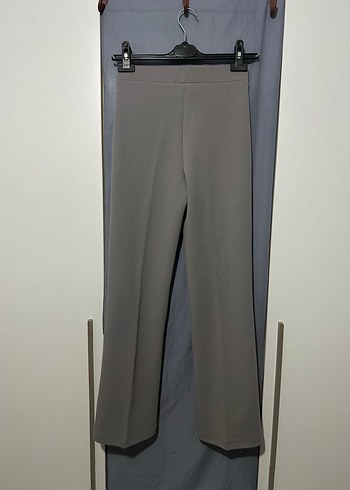 Gri çizgili bol paça Kumaş Kadın Pantolon - Görsel 8