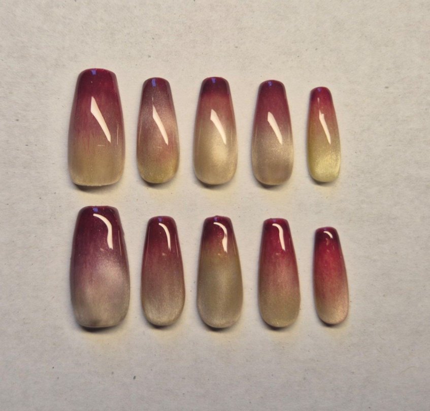 Cat Eye Ombre Jel Takma Tırnak - Görsel 2