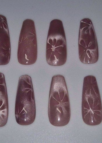 Pembe Cat Eye Jel Takma Tırnak - Görsel 2