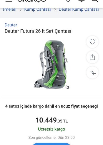 Diğer Deuter Futura 26l Sirt Cantasi