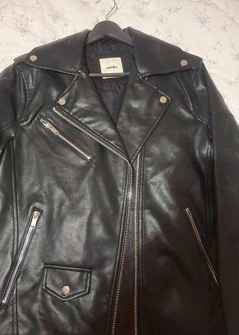 koton siyah Deri Biker Ceket
